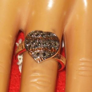 AWESOME SWISS MARCASITE GREEN ENAMEL GEMSTONE RING